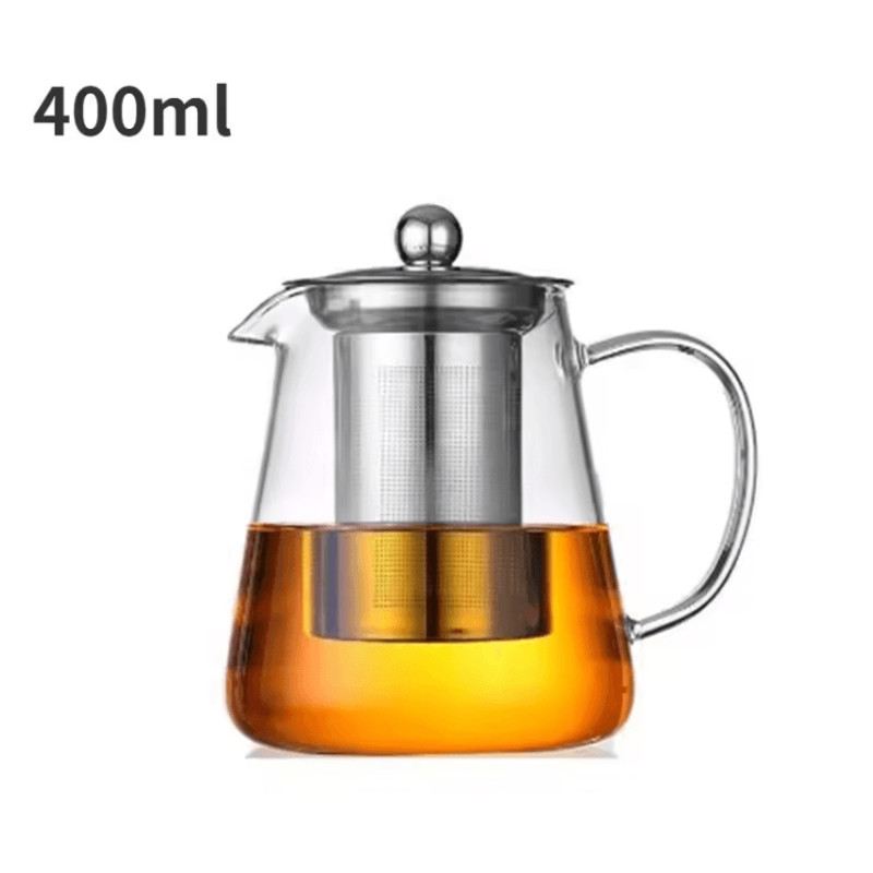 Glass Teapot With Stainless Steel Infuser Heat Resistant Borosilicate Kettle 4