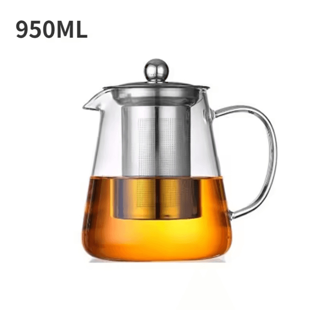 Glass Teapot With Stainless Steel Infuser Heat Resistant Borosilicate Kettle 7