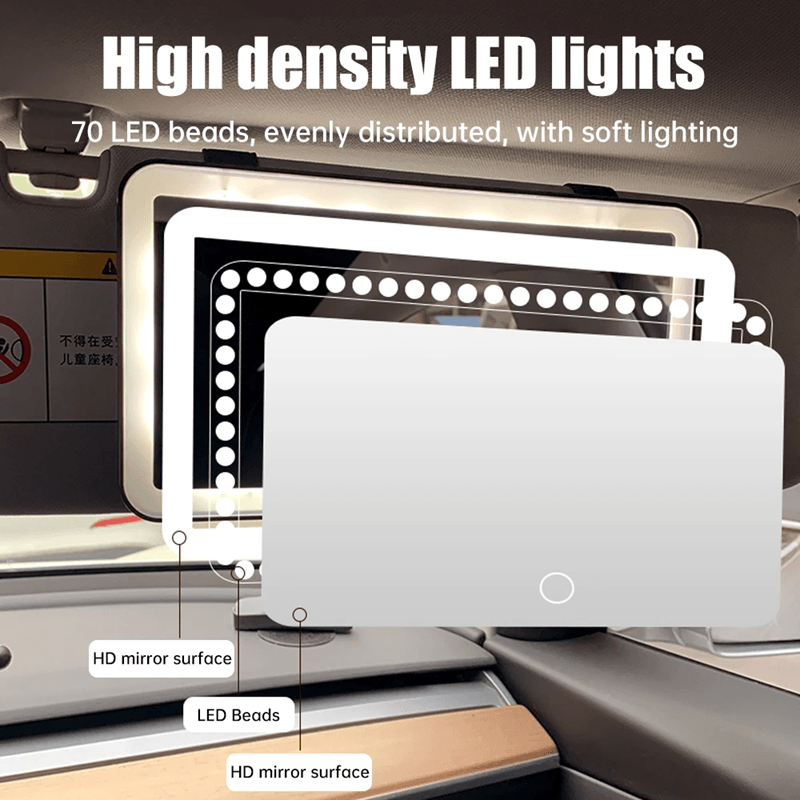 Car LED Makeup Mirror With Adjustable Lighting Sun Visor Vanity Mirror 2