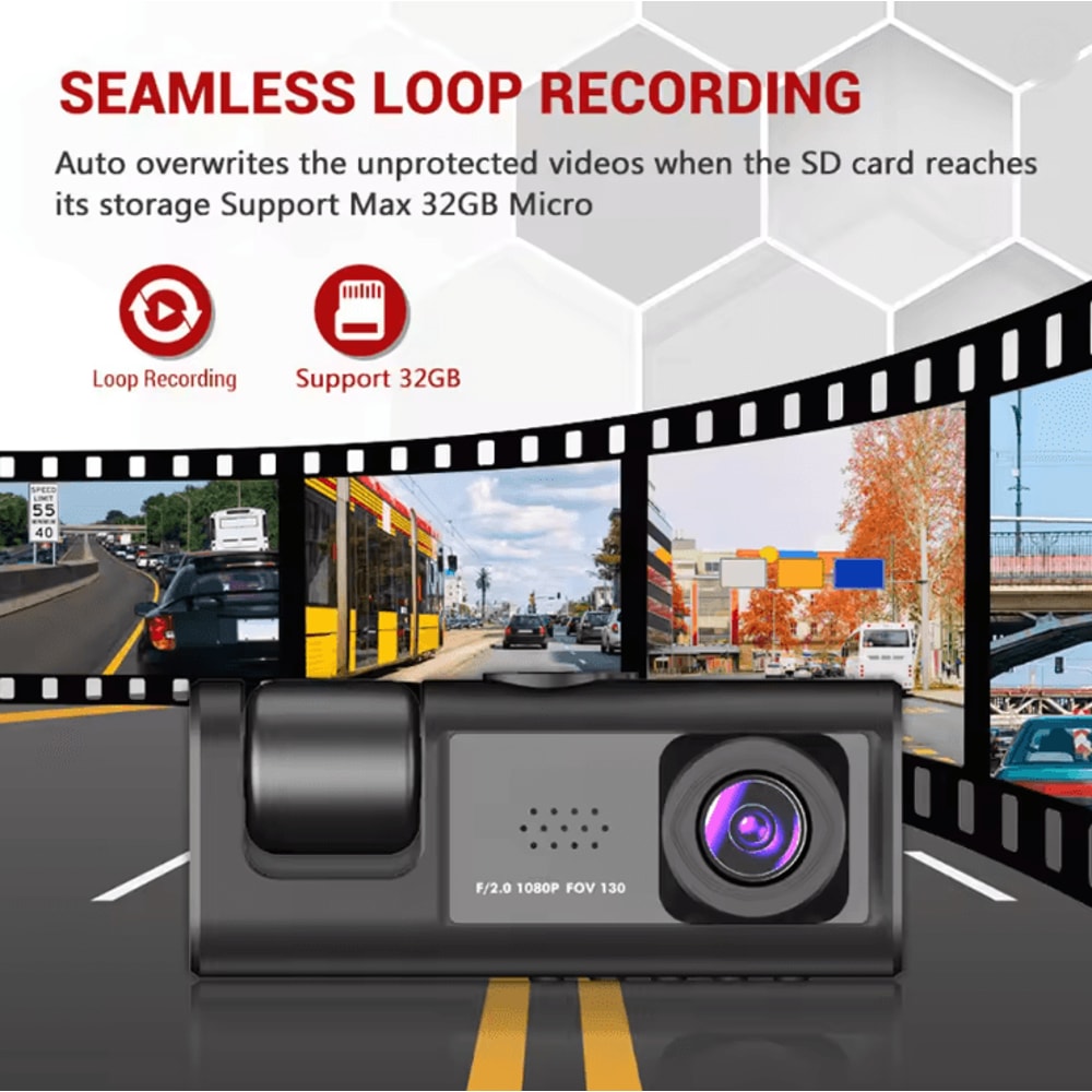 All Around Guard 3 Channel Dash Cam With IR Night Vision And Loop Recording 1