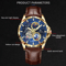 GLENAW Automatic Mechanical Watch With Rotating Earth Dial And Leather Strap 1