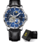 GLENAW Automatic Mechanical Watch With Rotating Earth Dial And Leather Strap 2