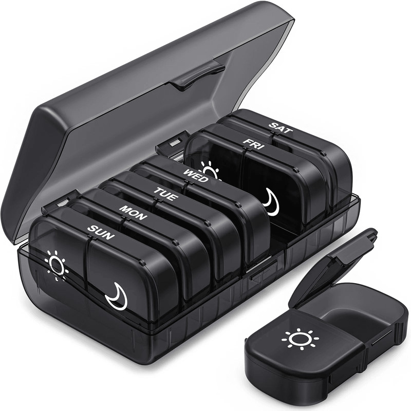 Weekly Pill Organizer With AM PM Compartments And Privacy Protection 0