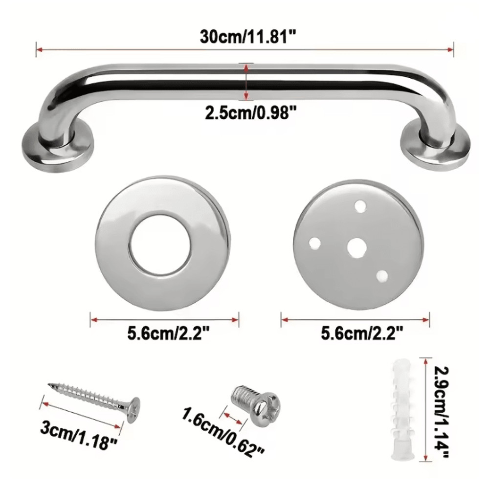 304 Stainless Steel Bathroom Safety Handrails For Elderly And Disabled Support 2
