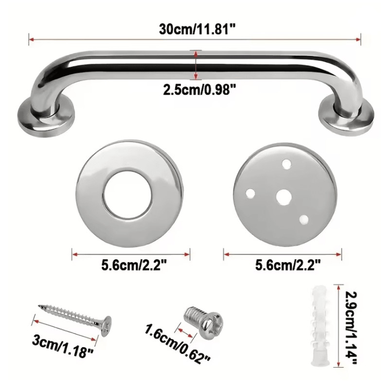 304 Stainless Steel Bathroom Safety Handrails For Elderly And Disabled Support 2