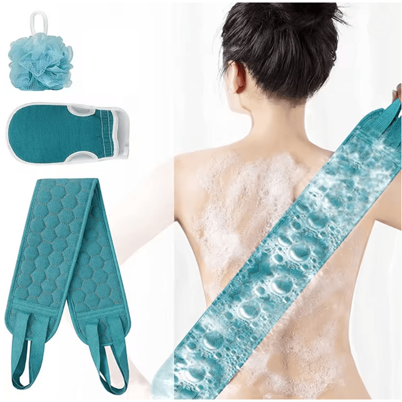 Exfoliating Body Scrubber Set With Back Scrubber Bath Glove And Loofah Sponge 0