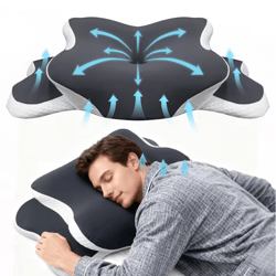 dreamalign ergonomic memory foam cervical pillow with cooling ice silk cover