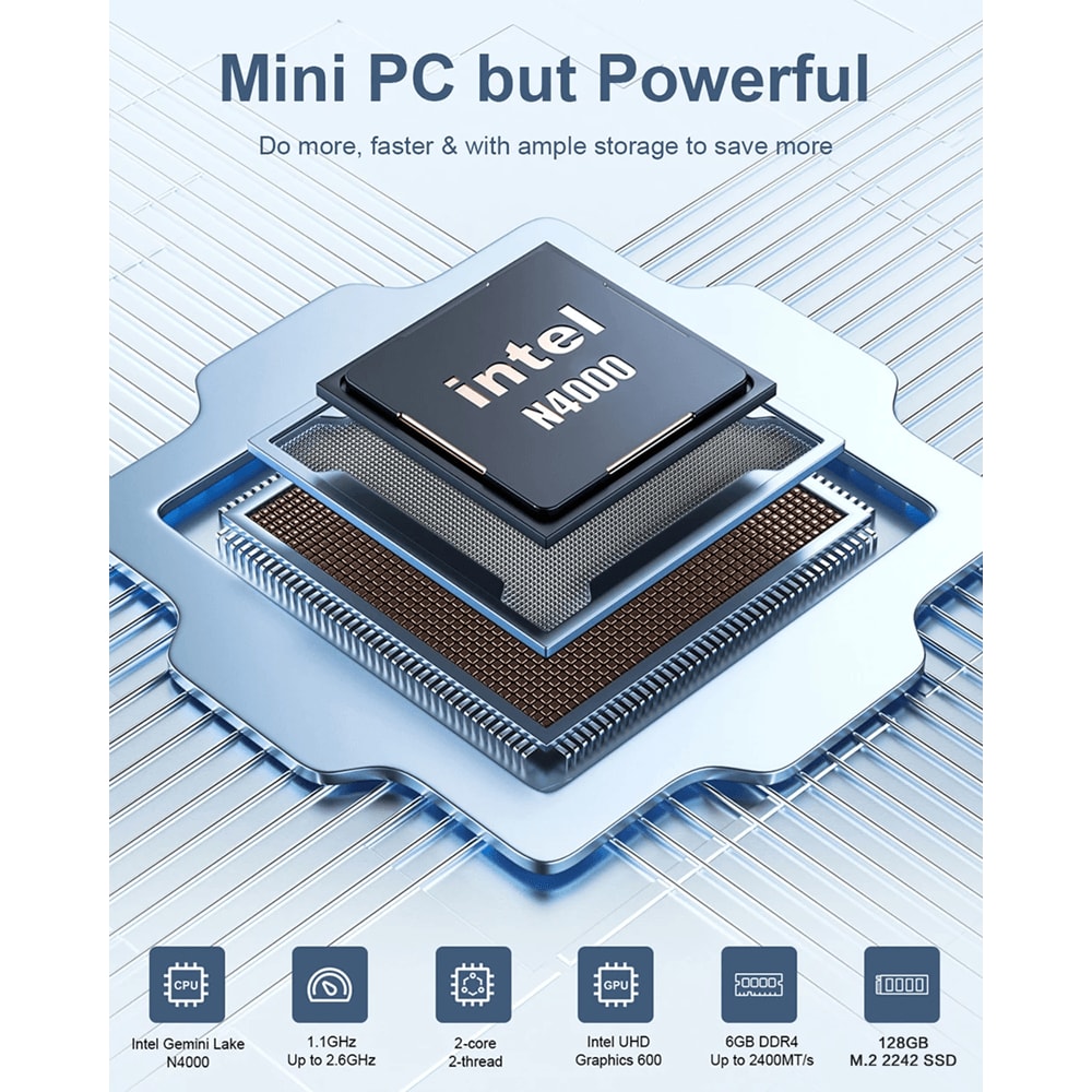 MLLSE M2 Air Mini PC Windows 11 Intel Celeron N4000 6GB 128GB Dual Band WiFi Portable Mini Computer 1