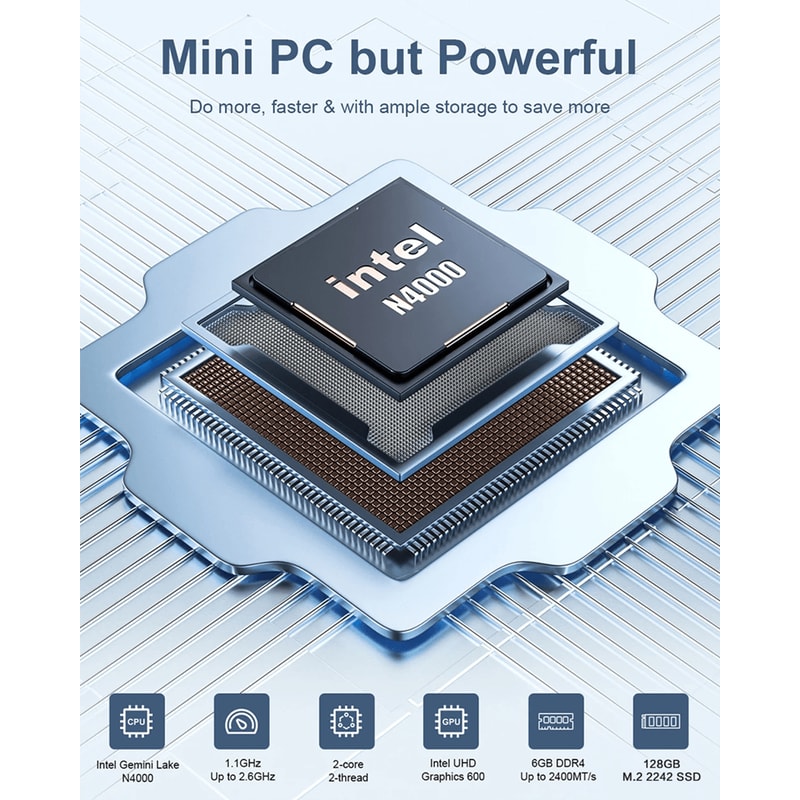 MLLSE M2 Air Mini PC Windows 11 Intel Celeron N4000 6GB 128GB Dual Band WiFi Portable Mini Computer 1