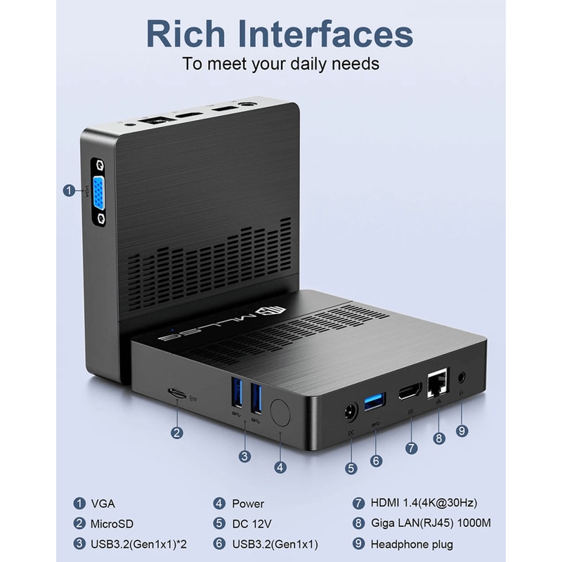 MLLSE M2 Air Mini PC Windows 11 Intel Celeron N4000 6GB 128GB Dual Band WiFi Portable Mini Computer 3