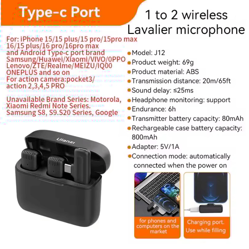 Ulanzi J12 Wireless Lavalier Microphone System 4