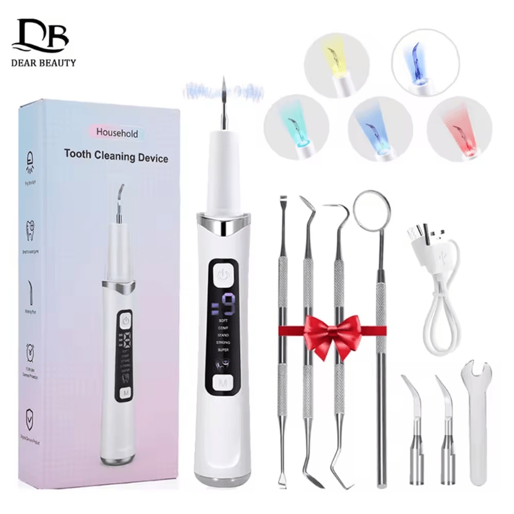 SmilePro Ultrasonic Tooth Cleaner With 5 LED Lights And 9Level Plaque Removal System 0