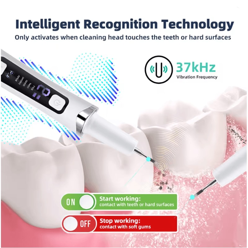 SmilePro Ultrasonic Tooth Cleaner With 5 LED Lights And 9Level Plaque Removal System 1