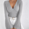 VelviFit Ribbed Knit V Neck Long Sleeve Top For Women 2