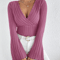 VelviFit Ribbed Knit V Neck Long Sleeve Top For Women 3