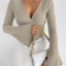 VelviFit Ribbed Knit V Neck Long Sleeve Top For Women 4