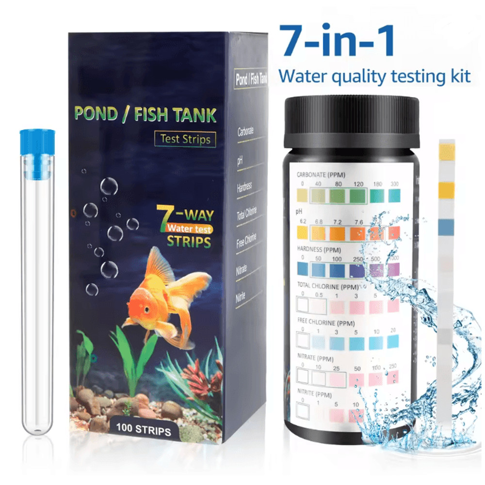 AquaCheck 7 In 1 Aquarium Water Test Strips 100 Count Kit 0