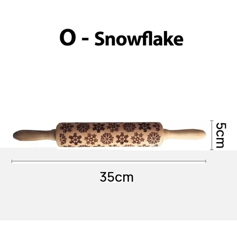 FrostCraft Christmas Embossed Wooden Rolling Pin For Holiday Cookie Designs 5