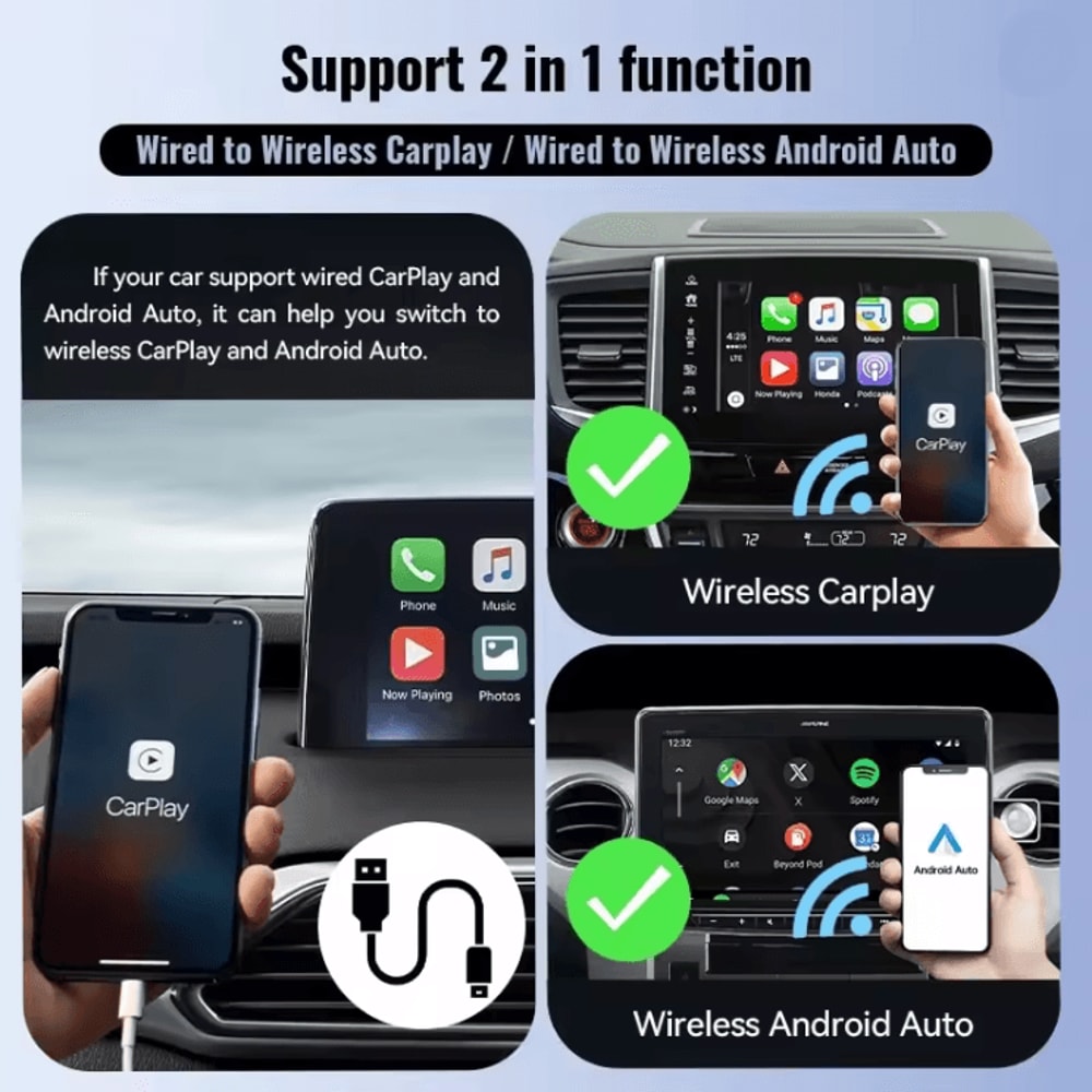 AutoLink Wireless CarPlay And Android Auto Adapter Smart Mini Box 2