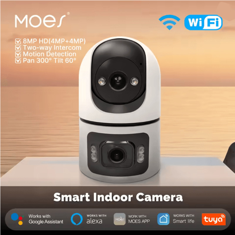 Moes Tuya Smart WiFi Indoor Camera 4MP Dual Lens With Motion Tracking 0