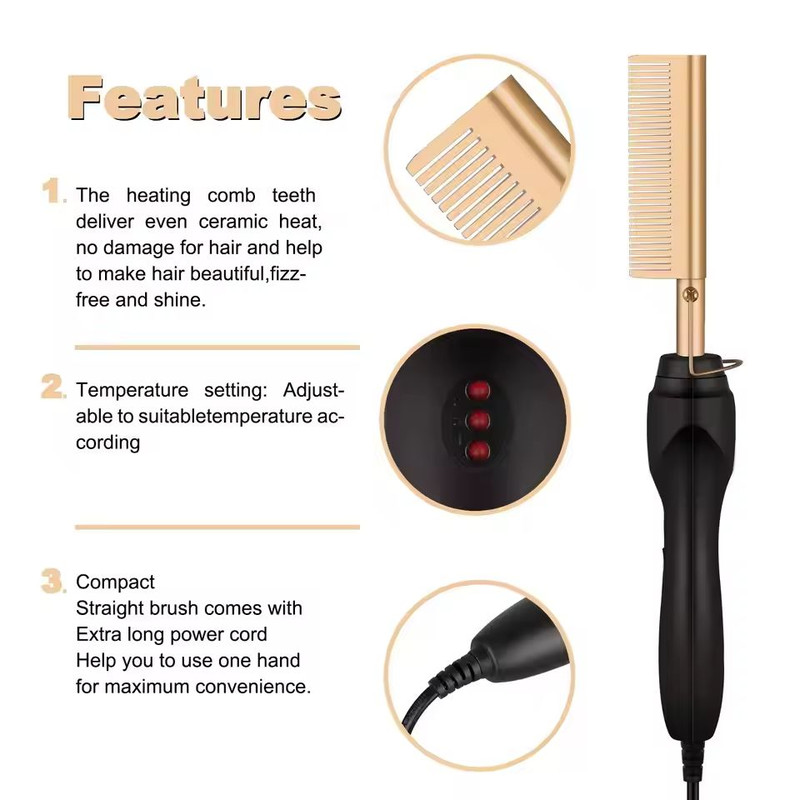 HeatGlide 2 In 1 Electric Hot Comb And Beard Straightener For Smooth Frizz Free Styling 3