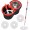 AquaSpin 360 Stainless Steel Spin Mop And Bucket Set With 3 Microfiber Heads 0