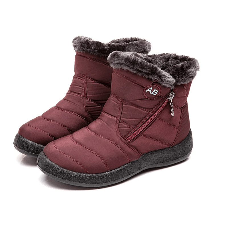 CozyStep Womens Waterproof Winter Ankle Boots With Fur Lining And Low Heels 7
