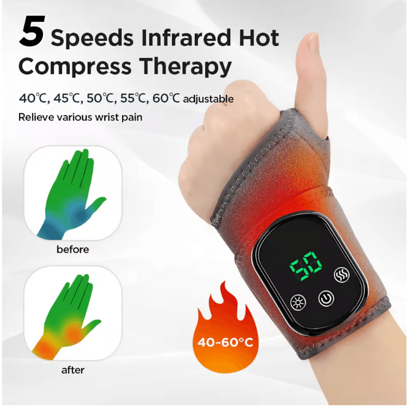 ThermaPulse 2 In 1 Heated Wrist Massager With Adjustable Temperature And Vibration Therapy 0