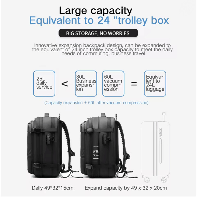AirPack Expandable Travel Laptop Backpack For Men With Vacuum Compression Design 2