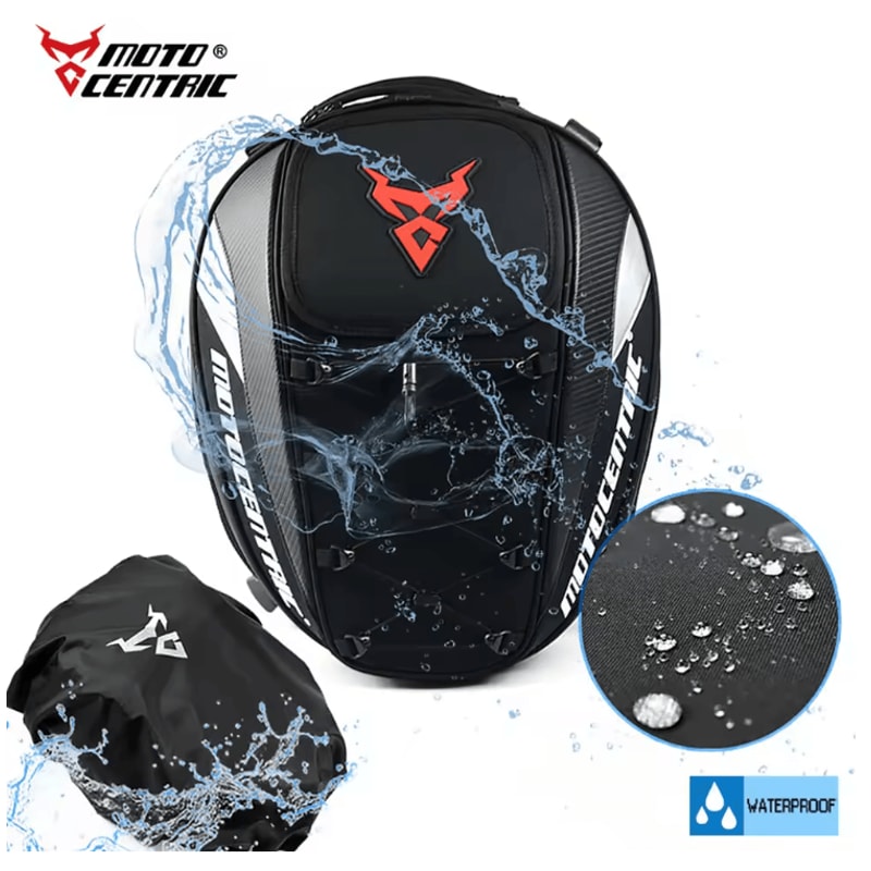 MotoCentric Waterproof Motorcycle Tail Bag And Rider Backpack For Helmet And Gear Storage 1