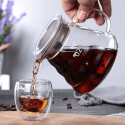 clearbrew heat resistant glass coffee pot with lid for pour over and espresso brewing