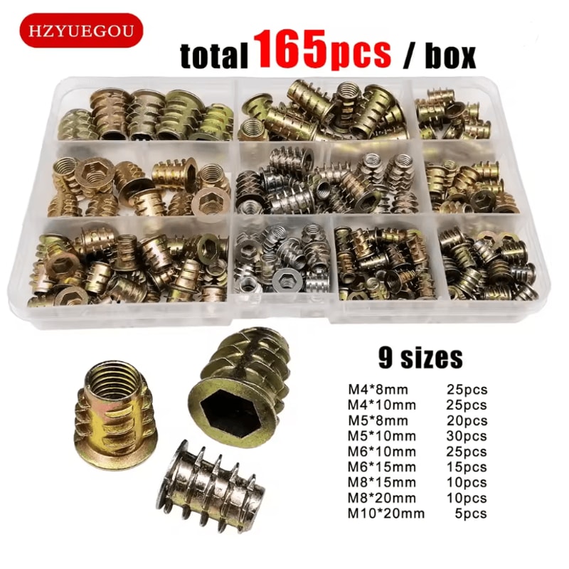 FixRight Threaded Insert Nut Kit For Wood Furniture Assembly And Repair 4