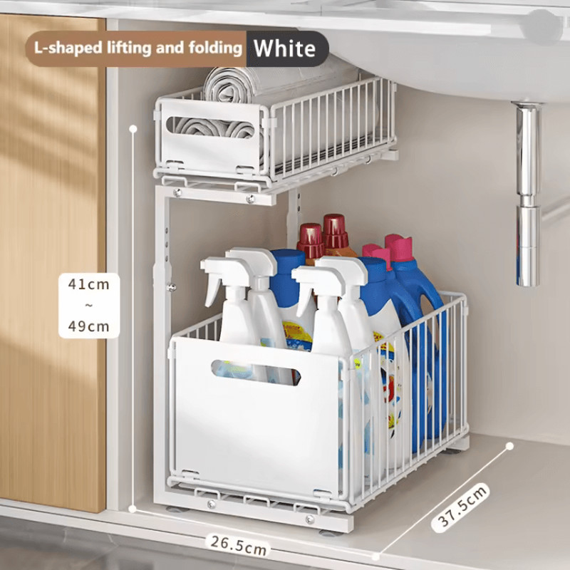 NeatSpace 2 Tier Pull Out Cabinet Organizer With Adjustable Sliding Storage Rack 5
