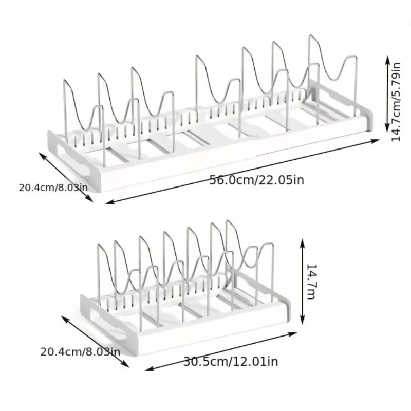 FoldEase Adjustable Kitchen Pot Lid And Utensil Storage Rack 1