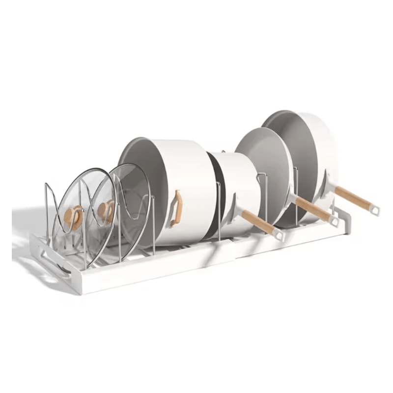 FoldEase Adjustable Kitchen Pot Lid And Utensil Storage Rack 3