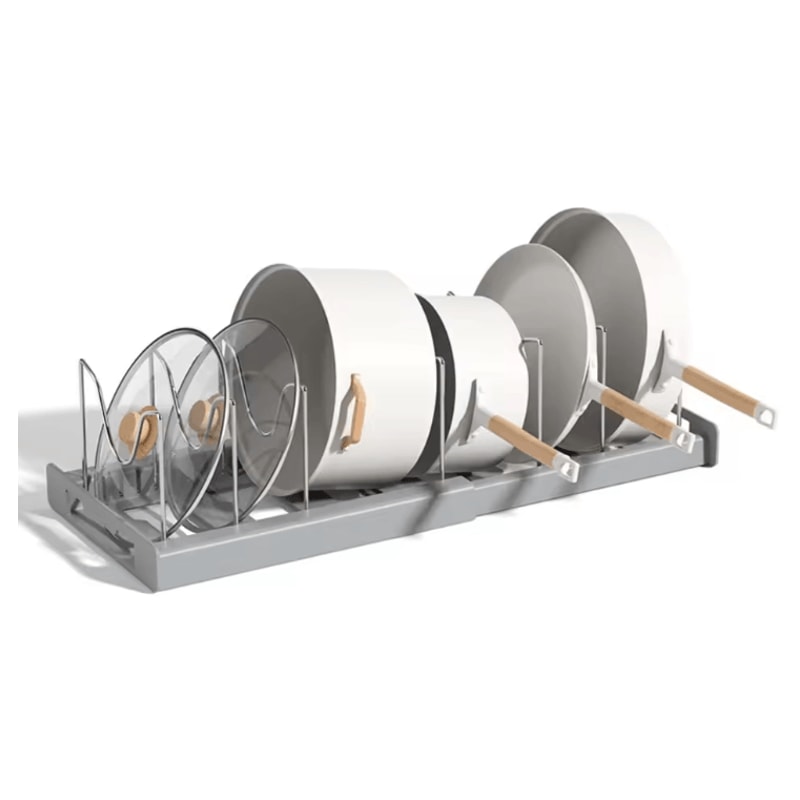 FoldEase Adjustable Kitchen Pot Lid And Utensil Storage Rack 4