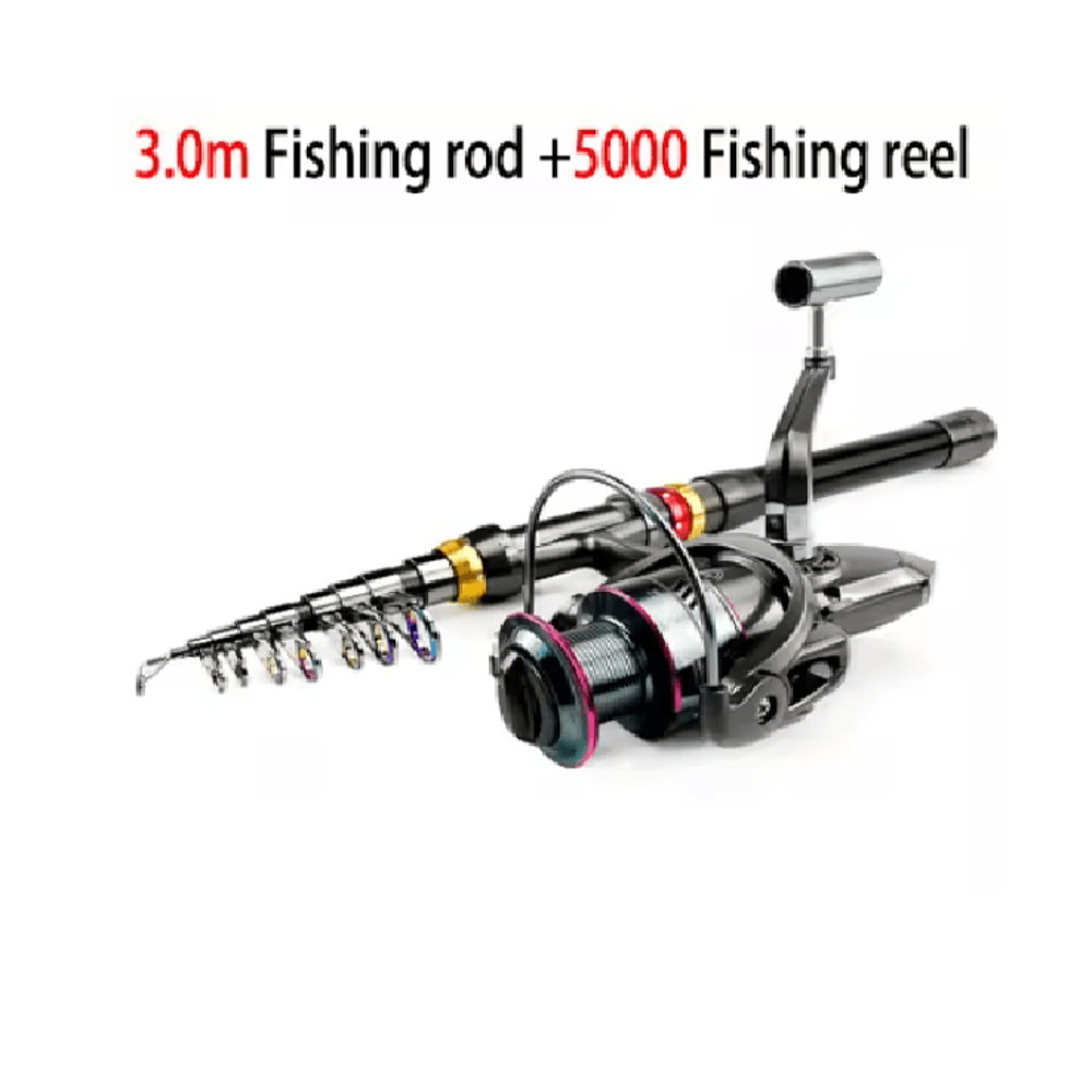 AeroCast Carbon Fiber Telescopic Fishing Rod And Reel Combo 4