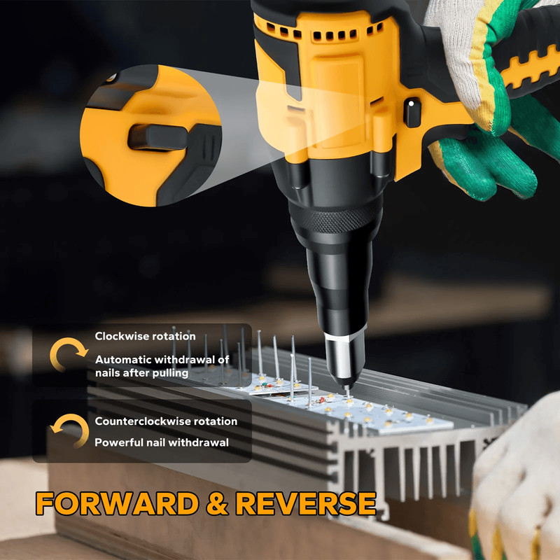 Brushless Cordless Rivet Gun 24 To 48mm With LED Work Light For Dewalt 20V Battery 5