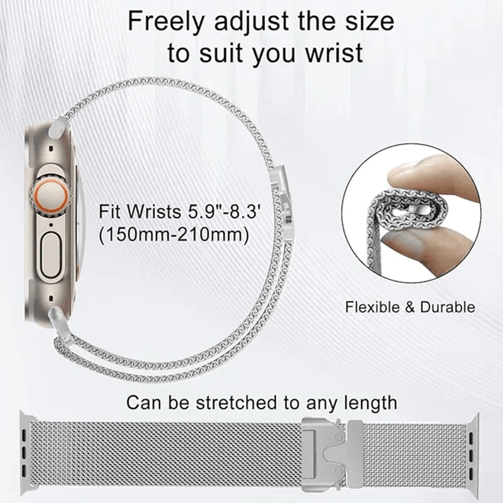 Premium Milanese Mesh Strap For Apple Watch Stainless Steel Band 2