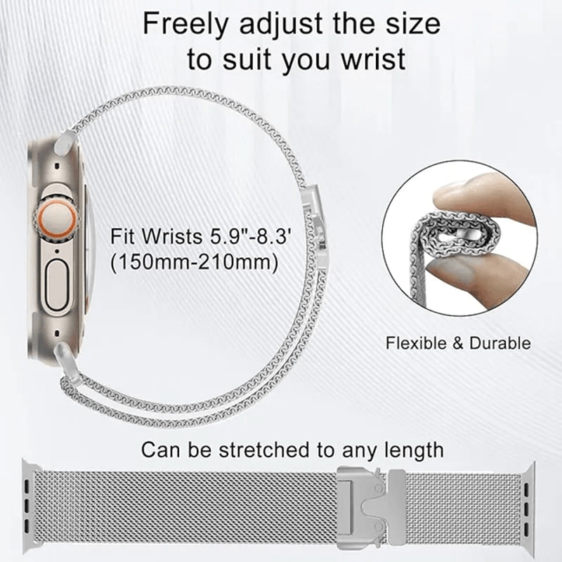 Premium Milanese Mesh Strap For Apple Watch Stainless Steel Band 2