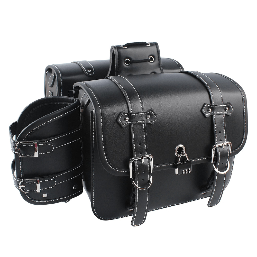 Universal Large Capacity Motorcycle Saddle Bag Side Tool Storage For Cruisers 0