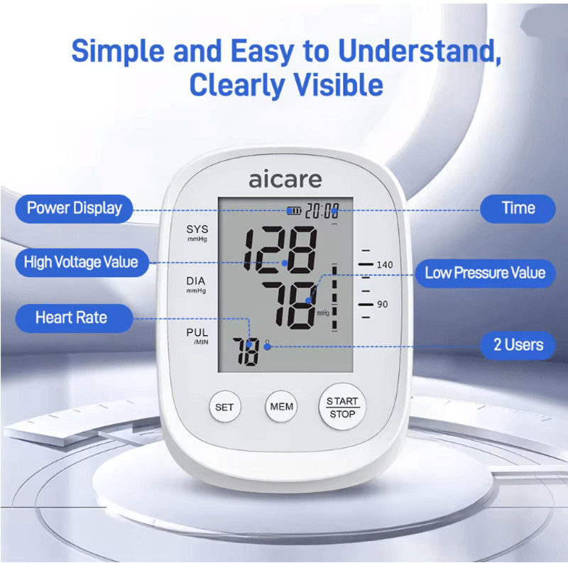 AICARE Blood Pressure Monitor Upper Arm Automatic Tonometer Digital Blood Pressure Meter BP Medical 1