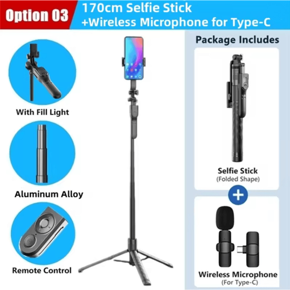 SnapMaster Pro 1750mm Wireless Selfie Stick Tripod 5
