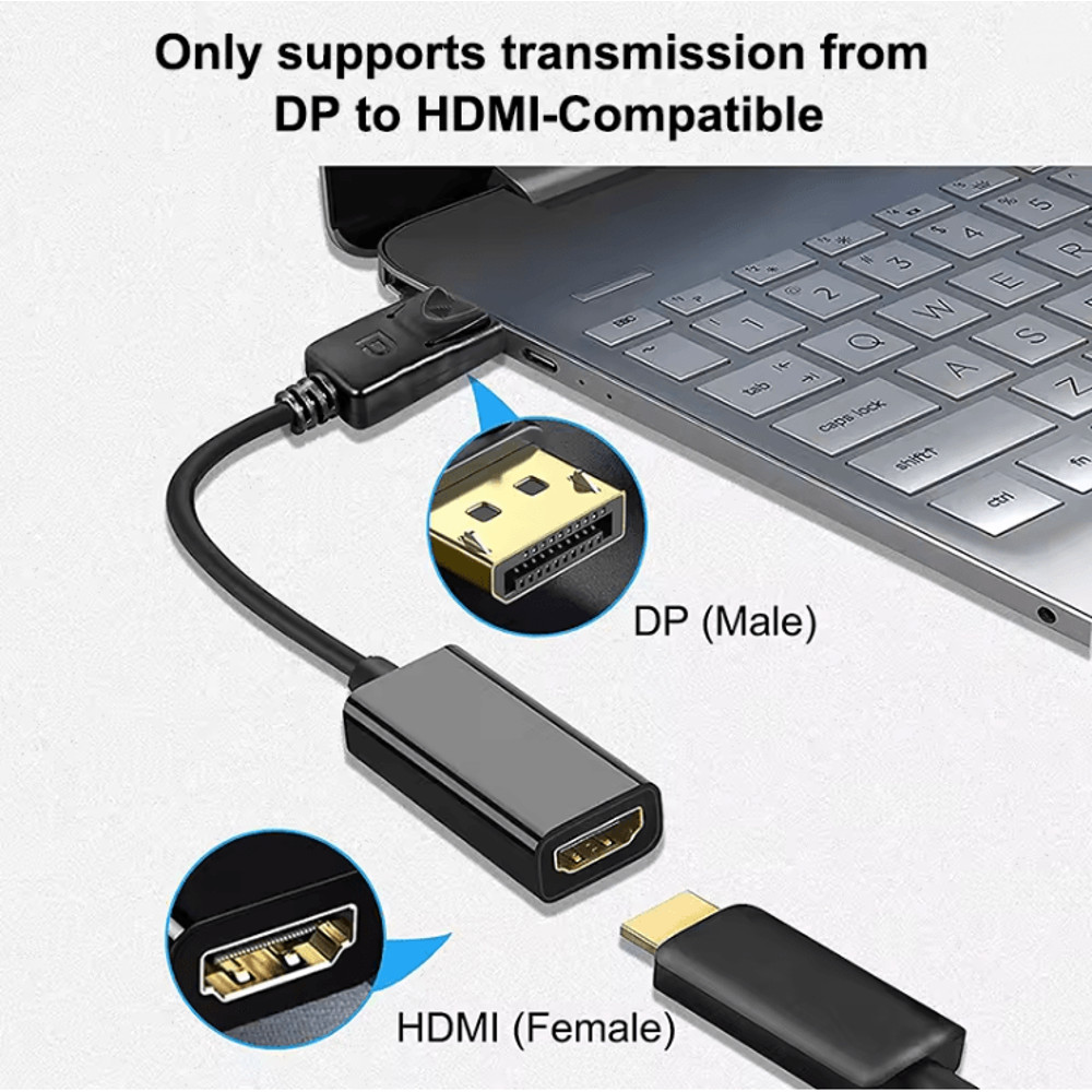 4K DisplayPort To HDMI Adapter Cable For Laptop And Monitor Connection 2