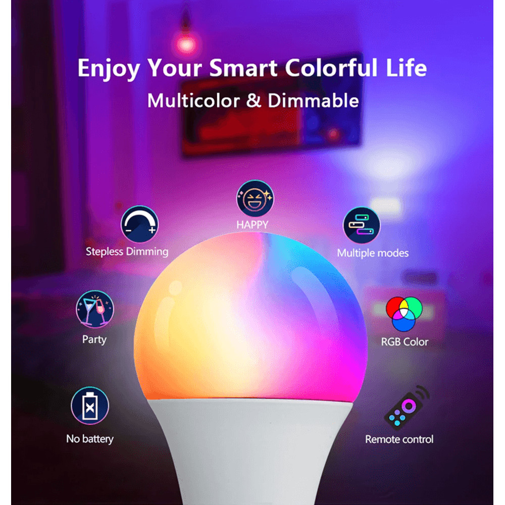 LumiGlow RGB LED Light Bulb With Remote Control 2