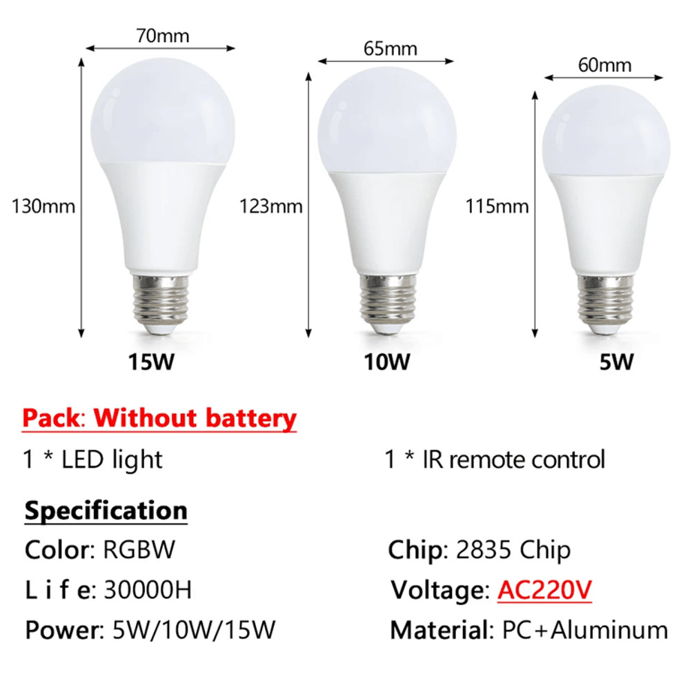 LumiGlow RGB LED Light Bulb With Remote Control 3