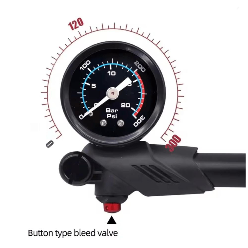 ThinkRider 300PSI Portable Bike Shock Pump With Pressure Gauge 2