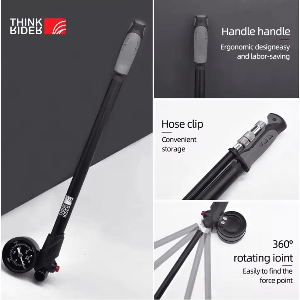 ThinkRider 300PSI Portable Bike Shock Pump With Pressure Gauge 3