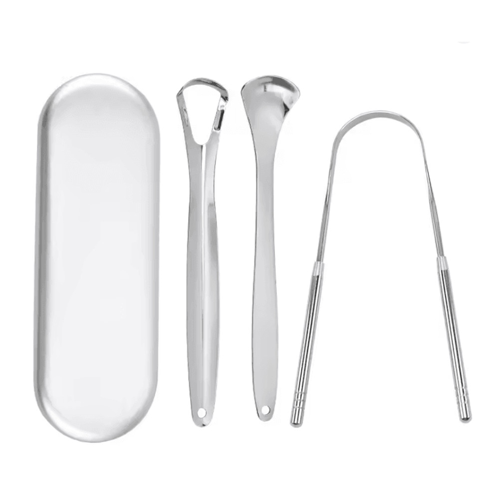 PureSteel Metal Tongue Scraper Cleaner Set 6