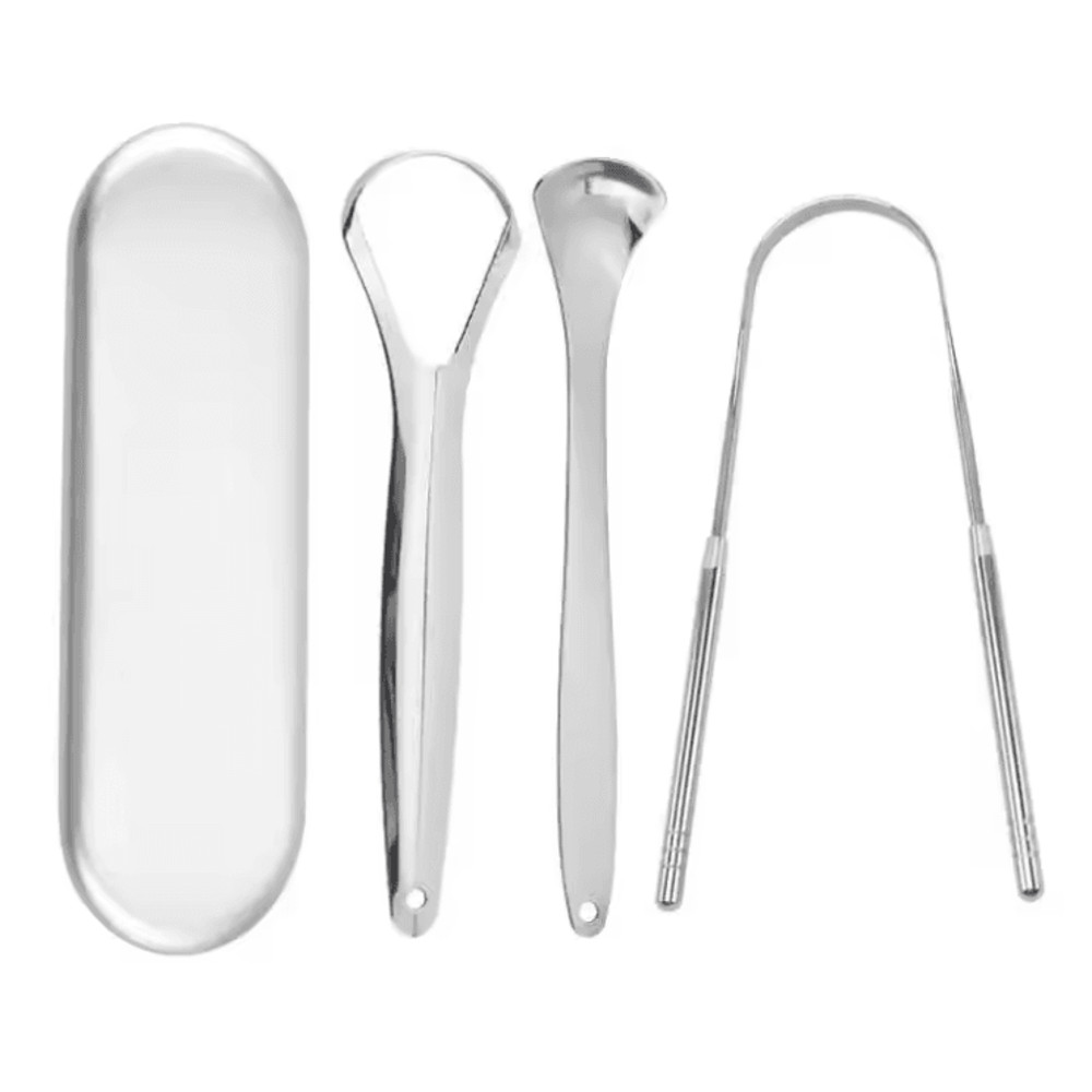 PureSteel Metal Tongue Scraper Cleaner Set 7